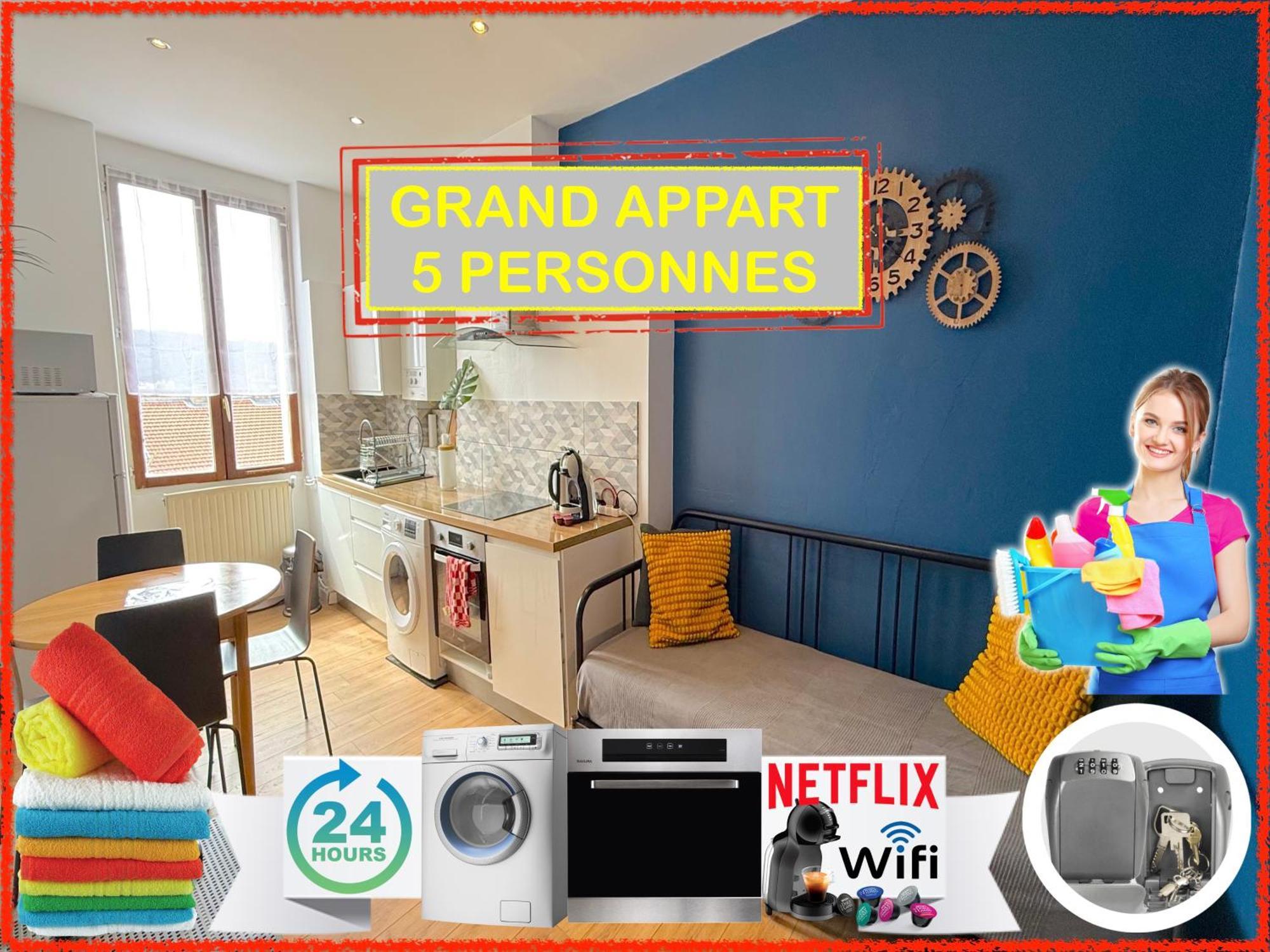 012 Chic & Cosy F2 34M2 Hypercentre Wifi Smart Tv Netflix Apartment Saint-Etienne  Luaran gambar